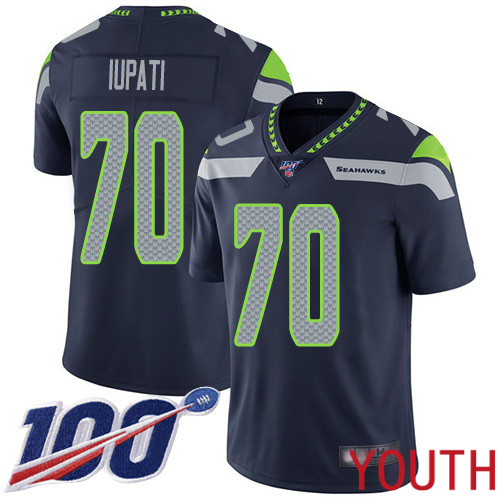 Seattle Seahawks Limited Navy Blue Youth Mike Iupati Home Jersey NFL Football #70 100th Season Vapor Untouchable->youth nfl jersey->Youth Jersey